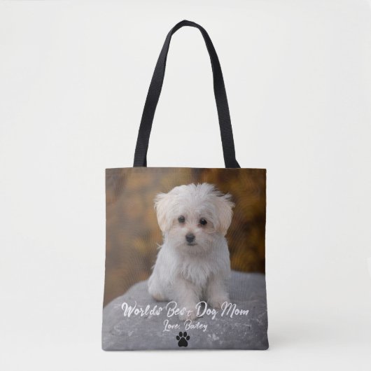 Beste Mama Paw Print Custom Pet Foto Tasche (Vorderseite)