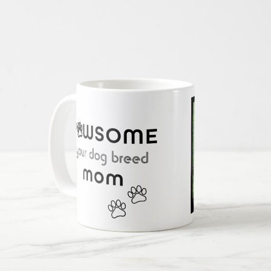 Beste Mama Pawsome Schwarz-Weiß-Foto Tasse (Vorderseite Links)
