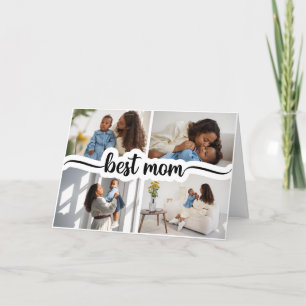 Beste Mama Personalisiert 4 FotoCollage Dankeskarte