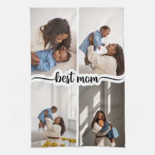 Beste Mama Personalisiert 4 FotoCollage Geschirrtuch