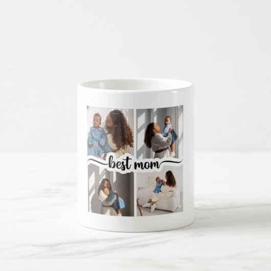 Beste Mama Personalisiert 4 FotoCollage Kaffeetasse (Mittel)