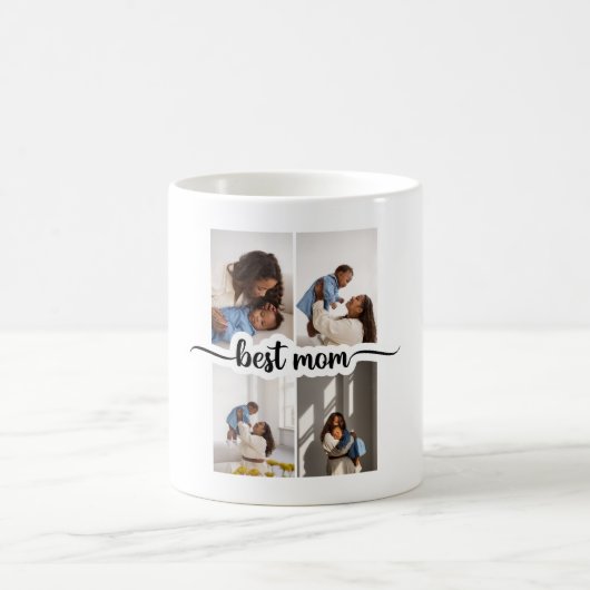 Beste Mama Personalisiert 4 FotoCollage Kaffeetasse (Mittel)