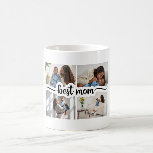 Beste Mama Personalisiert 4 FotoCollage Kaffeetasse (Mittel)