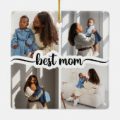 Beste Mama Personalisiert 4 FotoCollage Keramikornament (Rückseite)