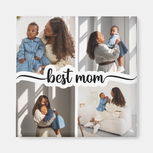 Beste Mama Personalisiert 4 FotoCollage Magnet (Vorne)