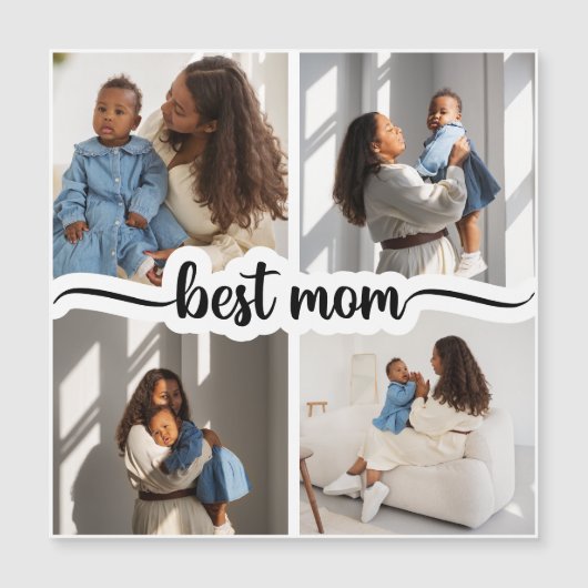 Beste Mama Personalisiert 4 FotoCollage Magnetkarte (Vorderseite)