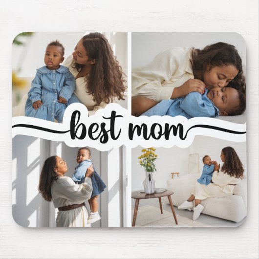 Beste Mama Personalisiert 4 FotoCollage Mousepad (Vorne)