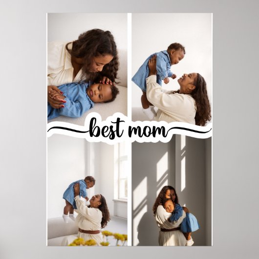 Beste Mama Personalisiert 4 FotoCollage Poster (Vorne)