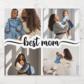 Beste Mama Personalisiert 4 FotoCollage Schaumweinetikett (Einzelnes Label)