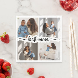 Beste Mama Personalisiert 4 FotoCollage Serviette