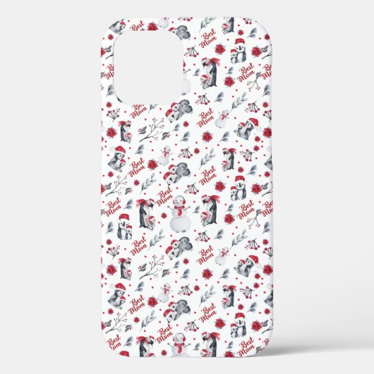 Beste Mama Pinguin Weihnachtsmuster Case-Mate iPhone Hülle (Rückseite)
