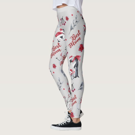 Beste Mama Pinguin Weihnachtsmuster Leggings (Links)