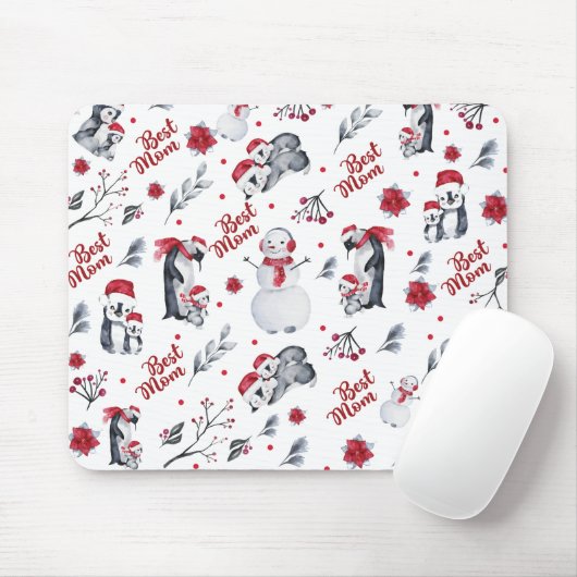 Beste Mama Pinguin Weihnachtsmuster Mousepad (Mit Mouse)