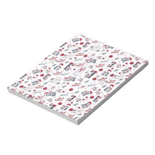 Beste Mama Pinguin Weihnachtsmuster Notizblock (Rotiert)