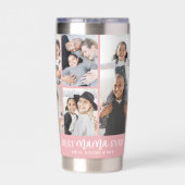 Beste Mama Pink Fotocollage Thermobecher (Rückseite)
