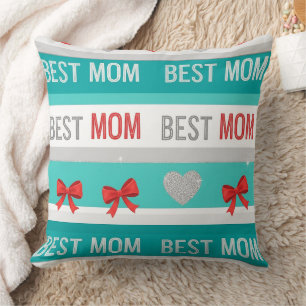 Beste Mama Pop Art Herzen & Schleifen Retro Kissen
