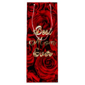 Beste Mama pro Herz Rote Rosen Blauer Geschenktüte Für Weinflaschen (Rückseite)