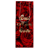 Beste Mama pro Herz Rote Rosen Blauer Geschenktüte Für Weinflaschen (Vorderseite)