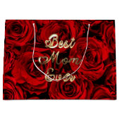 Beste Mama pro Herz Rote Rosen Blauer Große Geschenktüte (Vorderseite)