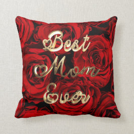 Beste Mama pro Herz Rote Rosen Blauer Kissen