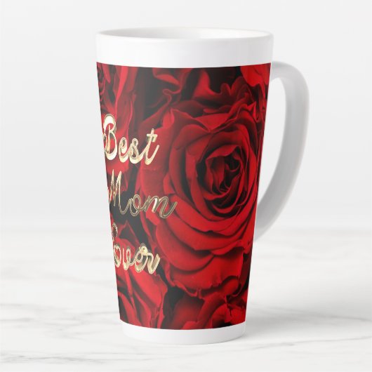 Beste Mama pro Herz Rote Rosen Blauer Milchtasse (Rechte Ecke)