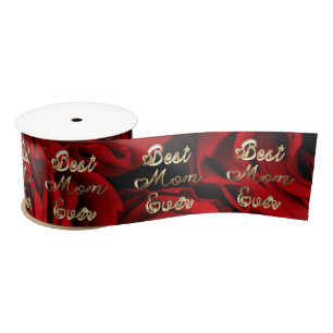 Beste Mama pro Herz Rote Rosen Blauer Satinband