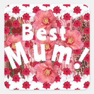 Beste Mama! Quadratischer Aufkleber