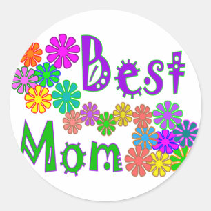 "Beste MAMA" Retro-Blume Muttertagsgeschenke Runder Aufkleber