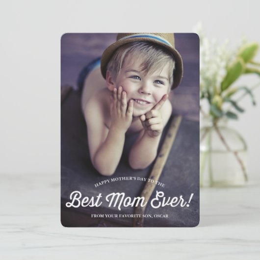 Beste Mama | Retro Calligraphy Mother's Day Card Karte (Stehend Vorderseite)