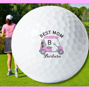 Beste Mama Rosa Aquarellfarbenkarte Monogramm Name Golfball