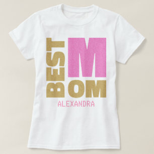 Beste Mama Rosa Gold Glitzer Name individuell ange T-Shirt