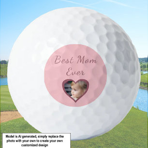 Beste Mama Rosa Herz Custom Kids Foto Golfball