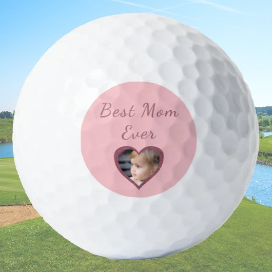 Beste Mama Rosa Herz Custom Kids Foto Golfball