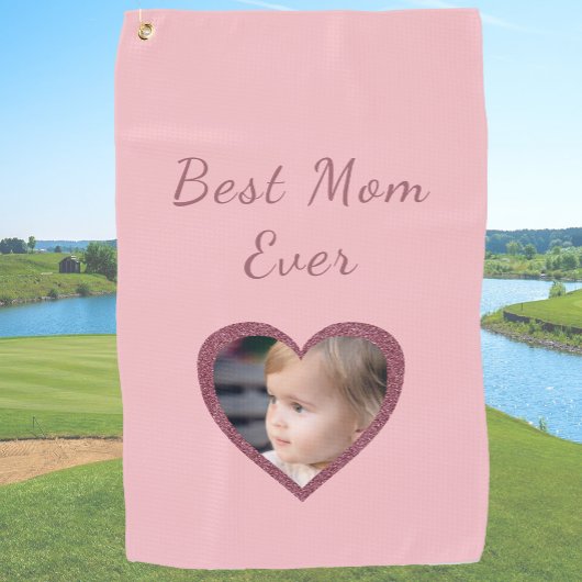 Beste Mama Rosa Herz Custom Kids Foto Golfhandtuch