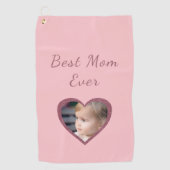 Beste Mama Rosa Herz Custom Kids Foto Golfhandtuch (Vorderseite)