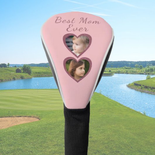 Beste Mama Rosa Herzen 2 Kinder FotoCollage Golf Headcover
