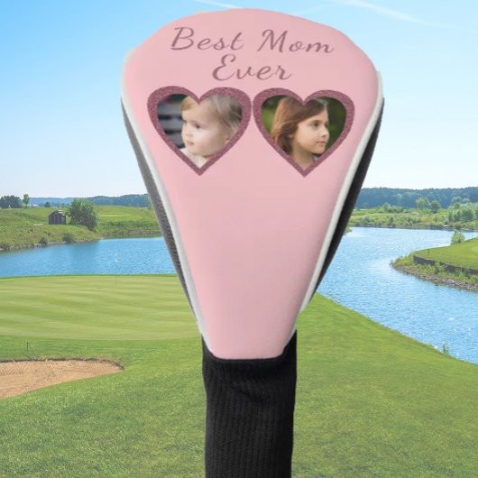 Beste Mama Rosa Herzen 2 Kinder FotoCollage Golf Headcover