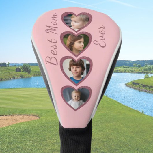 Beste Mama Rosa Herzen Kinder FotoCollage Golf Headcover
