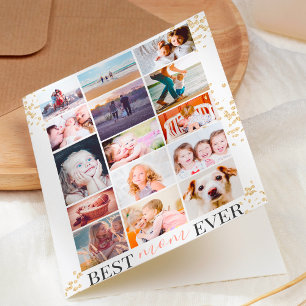 Beste Mama rosa Muttertag 15 Foto-Collage Glitter Karte