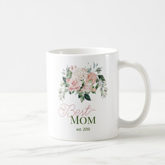 Beste Mama Rosa Wasserfarben Kaffeetasse (Rechts)