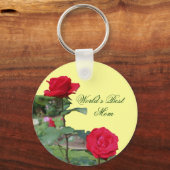 Beste Mama Rote Rose Blume Foto Schlüsselanhänger (Vorderseite)