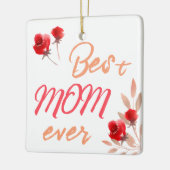 Beste Mama Rote Rosen Wasserfarbenmutter Keramikornament (Links)