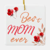 Beste Mama Rote Rosen Wasserfarbenmutter Keramikornament (Vorderseite)