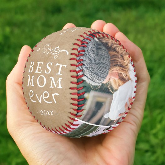 Beste Mama Rustikale Folien 3 Custom Fotos Mutter Baseball