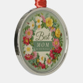 Beste Mama Schöne Rose Redouté Ornament Aus Metall (Rechts)