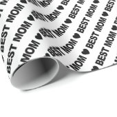 Beste Mama Schwarz auf Weißpapier Geschenkpapier (Rolleneckpunkt)