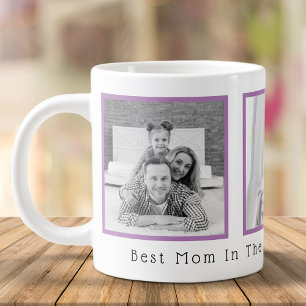 Beste Mama Schwarz und Weiß 3 Fotos Jumbo-Tasse