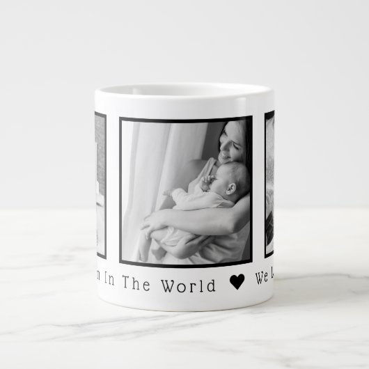 Beste Mama Schwarz und Weiß 3 Fotos Jumbo-Tasse (Vorderseite)