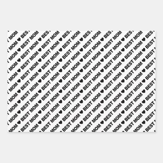 Beste Mama Schwarz-Weiß-Papierblätter Geschenkpapier Set (Vorderseite 2)