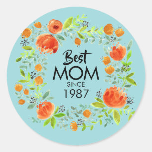 Beste Mama seit Aquarellblumen-Aufklebern Runder Aufkleber